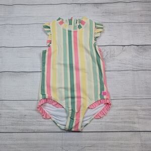 6 Ruffled Butts Striped Swim Suit